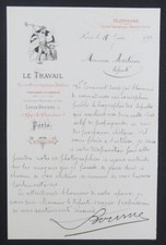Facture PARIS 1893 LE TRAVAIL revue presse journal illustrée billhead 103