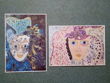 2 Photos Personnages Strass Style Abstrait A4 (21x29,7 cm) à encadrer