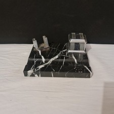 Ancien encrier en marbre et métal - XXe