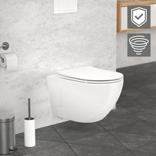 WC suspendu céramique nano blanc avec siège Softclose cuvette sans rebord
