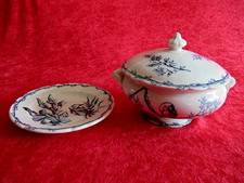 DINETTE FAIENCE CHOISY LE ROI 1920 - DECOR AUX OISEAUX - SOUPIERE et son PLAT