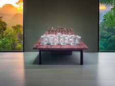 Jeu d’échecs en marbre rose