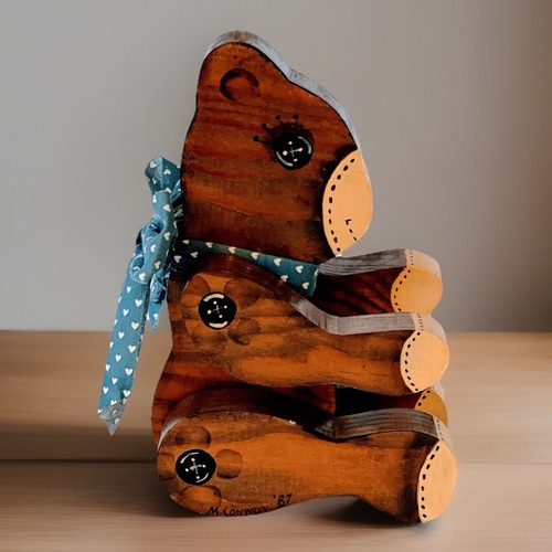 Vintage wooden jointed teddy - vintage,