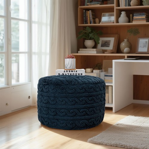 Round pouf ottoman stuffed - pouf,