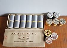 Lot ancien fil Thiriez DMC ancienne mercerie boite bobine coton extra singer