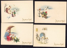 REF AF NOEL II -24-ENSEMBLE DE 4 CARTES MIGNONETTES ANCIENNES " Joyeux Noel"