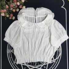 Blouse À Manches Courtes Croppée Pour Femme Chemise Lolita JK Avec Nœud En Coton