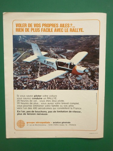 1973 pub aerospatiale avion - pub,