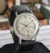 Montre acier MOD ancre 15 rubis petite seconde - patine - mécanique - fonctionne