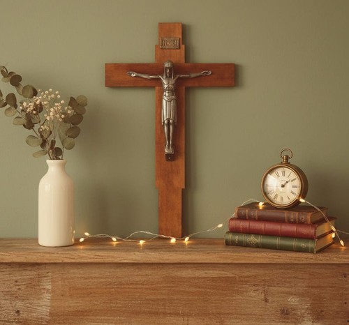 Grand crucifix vintage bois - grand,