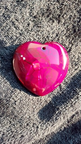 Pendentif coeur agate - agate, rouge