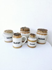 5 Pots A Condiments Anciens Grès Digoin Despots Couvercle liège
