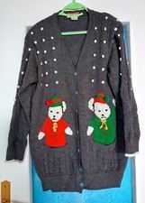 René Derhy – Grand gilet gris souris et multico T42-48