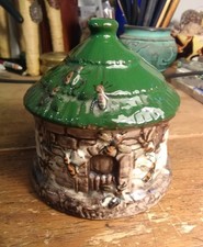 Ancienne TIRELIRE  à casser, de collection - Ruche glaçurée brune et verte.