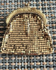 Porte monnaie vintage aumônière Mailles métal dorées Scintillante années 60