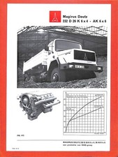 MAGIRUS - DEUTZ /232 D 26 / FICHE TECHNIQUE de 1972