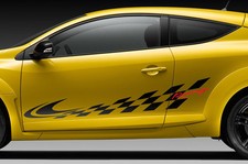 2 X BANDES DAMIERS RACING MEGANE POLO GOLF CLIO AUTOCOLLANT STICKER NOIR (BD513)