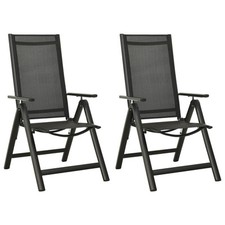 2x Chaises Pliables de Jardin Textilène et Aluminium Fauteuils Jardin vidaXL