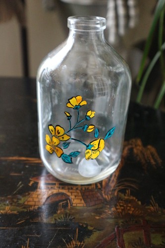 Bouteille flacon avec fleurs - avec,