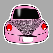 NEW BEETLE COCCINELLE STRING DENTELLE ROSE SEXY DECAL AUTOCOLLANT STICKER TBB020