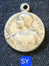 Belle Médaille Bronze Argenté 21 mm- Bienheureuse Jeanne D'Arc Par L M Vers 1910
