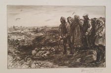 Gravure Henry de Groux signée 1ère Guerre Mondiale Charnier 14-18 Poilu Soldat