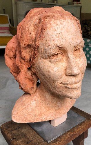 Sculpture visage femme en - visage, de