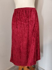 ANTOINE & LILI : JUPE PANNE DE VELOURS ROUGE TEXTURÉE VINTAGE 