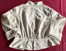 Ancien haut de robe en lin brodé, vêtement costume ancien époque XIXe