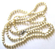 Ancien Grand collier sautoir perles fermoir argenté à vis bijou vintage 4478