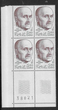 1980 bloc de  4 timbres coin numéroté jean  Monnet N° 2096 Neuf **