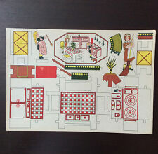 Jeu Planche de Découpage en Carton - La Cuisine - 50's - Kitchen Paper Toy