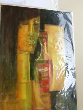 Bernard PELTRIAUX (1921-1999)-Tableau-Huile-femme-Visage-bouteille-Peinture-OIL 