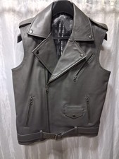 Gilet en cuir gris pour homme