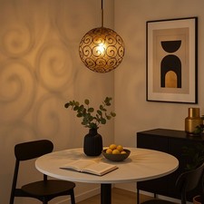 Lampe Suspendue Lustre Lampe Salle à Manger or Noir Luminaire de Salon D 25 CM