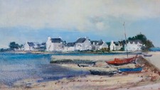 PEINTURE HUILE SUR TOILE SIGNE MARCEL CRAMOYSAN ( 1915 - 2007 )  PORT BRETAGNE