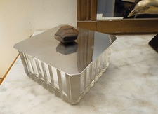 BELLE GRANDE BOITE DEMI CRISTAL ACIER CHROME PALISSANDRE ART DECO