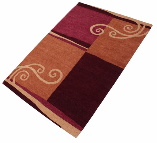 Tapis 100 laine - rouge, rose