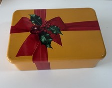 Boite En fer ancienne rectangulaire à Sucre décor Déco Noël Noeud Vintage Rétro