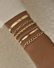 6x Bracelet Femme Or Doré Lot