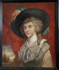 Tableau Ancien, Portrait D’une élégante École Anglaise