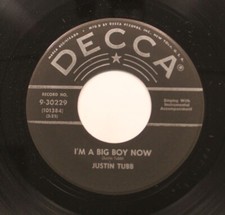 Rockabilly 45 Justin Tubb - I'M A Big Boy Aujourd'Hui / The Life I Avoir À Live