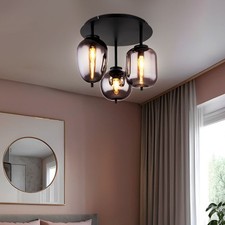 Plafonnier Lampe en Verre de Salon E14 Couleurs Fumées D