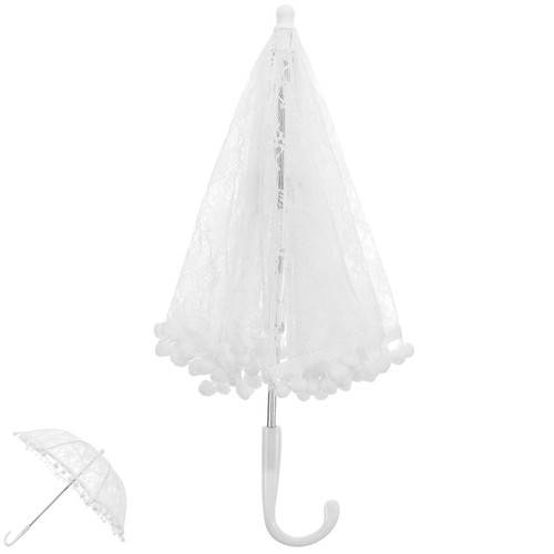 Parapluie dentelle pompoms - ,