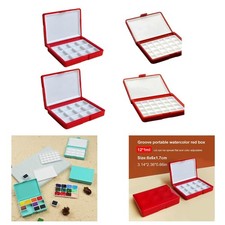 Boîte de Palette d'aquarelle vide, étui de peinture de voyage rouge pour