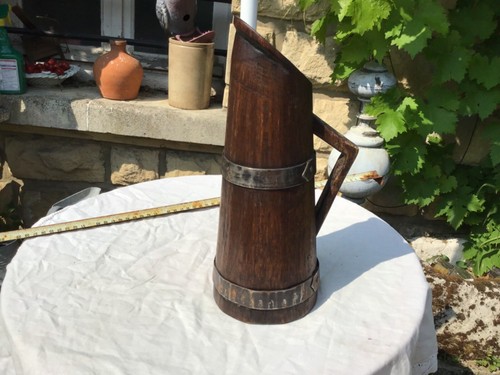Ancien pichet bois cerclé - bois,