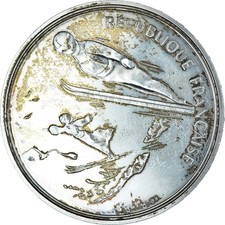 Monnaie, France, Albertville 1992 - saut à ski, 100 Francs, 1991, SUP, Argent