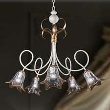 Lustre Fer Forgé Ivoire Et