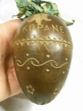 ?? ANCIEN RARE GROS OEUF EN BOIS SCULPTÉ COFFRET SCULPTURE ZAKOPANE POLOGNE