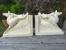 SERRE-LIVRES en Céramique Craquelée Signé Lemanceau époque  Art Déco 